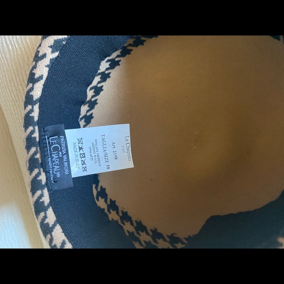 Made in Japan- Le Chapeau 100% wool houndstooth Baret hat with rabbit fur top - Picture 4 of 10